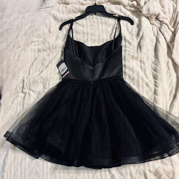 La Femme Satin & Tulle Fit & Flare Dress - Picture 5 of 6